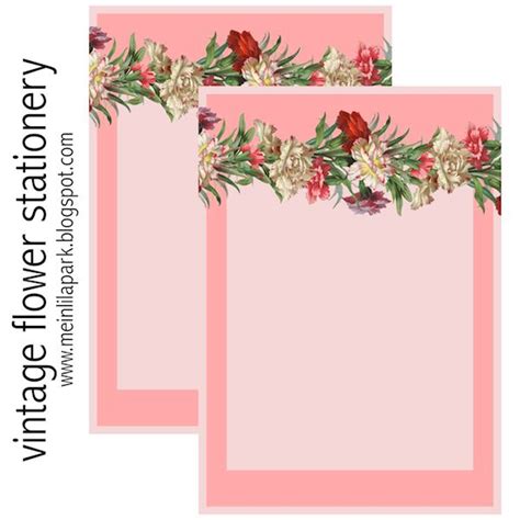 Free Printable Vintage Flower Stationery Ausdruckbares Briefpapier