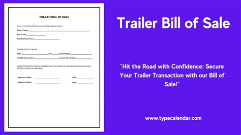 Free Printable Trailer Bill Of Sale Template Word Excel Pdf Sales