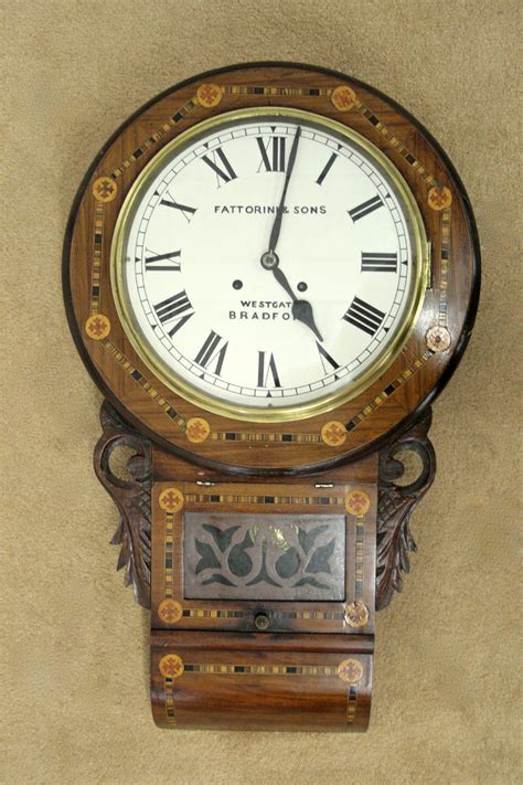 Antiques Atlas Edwardian Marquetry And Inlaid Drop Dial Wall Clock