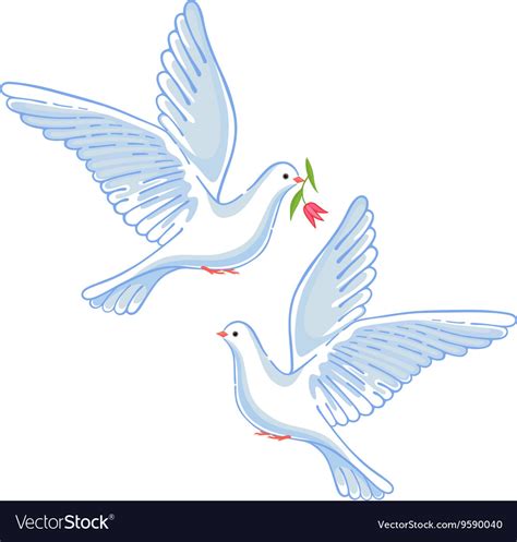 Soaring Dove With Flower Royalty Free Vector Image