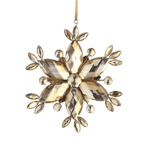 6in Luxury Lodge Silver Rust Jewel Snowflake Christmas Ornament