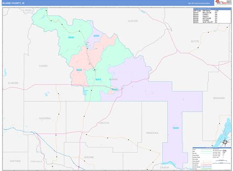 Blaine County Id Wall Map Color Cast Style By Marketmaps