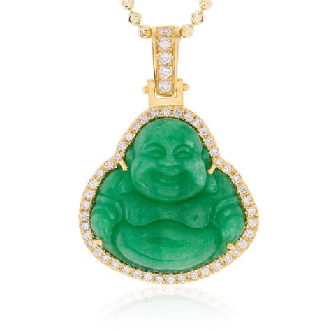 K Yellow Gold Ct Diamond Jade Buddha Pendant Diamond Pendants