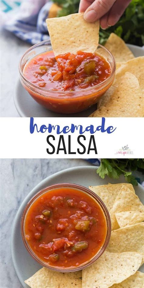 Homemade salsa recipe using fresh tomatoes! This easy homemade Salsa Recipe is made with loads of fresh tomatoes and peppers, and can be mad ...