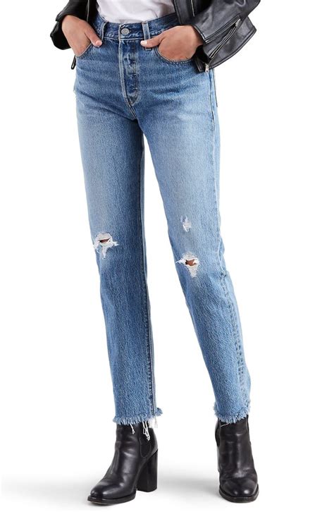 Levi S 501 High Waist Ripped Fray Hem Skinny Jeans Truth Unfolds