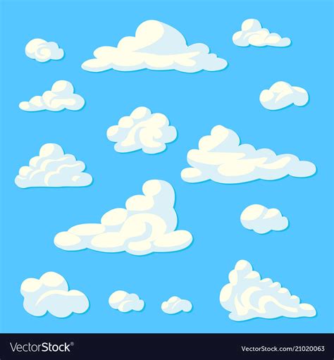 Cartoon Clouds Set On A Blue Background Royalty Free Vector