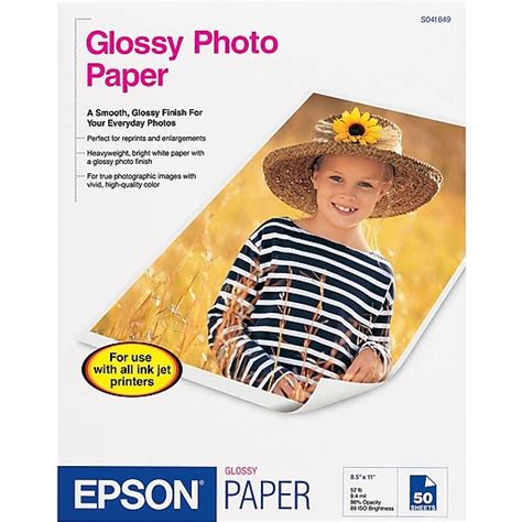 Epson Glossy Photo Paper 85 X 11 20 Sheetspack S041141 Staples