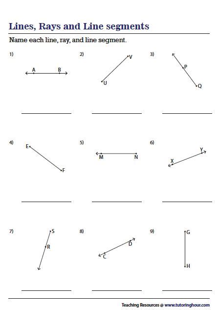 Lines Rays And Line Segments Worksheet For Students To Practice Their