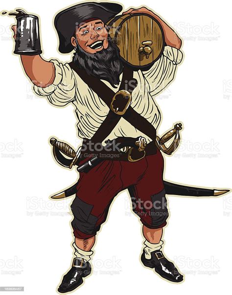 Pirate Holding Barrel Of Rum Stock Illustration Download Image Now