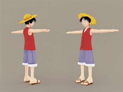 Monkey D Luffy One Piece Character Free 3d Model Max Vray