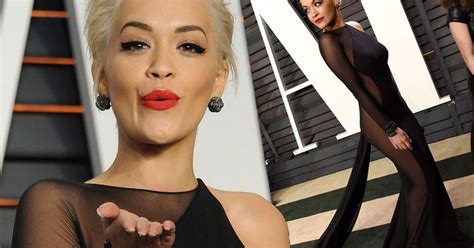 Rita Ora Goes Knickerless In Risqué Black Sheer Dress At The Vanity