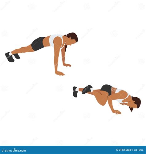 woman doing spider man push up exercise stock illustration