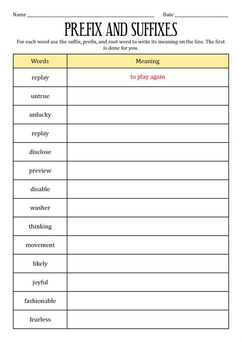 Suffix And Prefix Worksheet Pdf