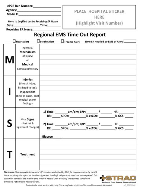 Ems Handoff Report Template Fill Online Printable Fillable Blank