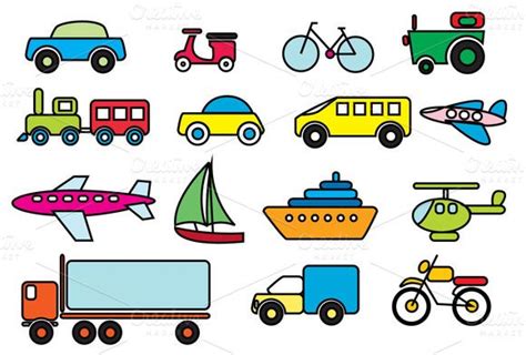 Transportation Colour Vector Drawing For Kids Transportation