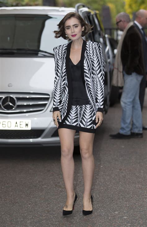 Lily Collins Leggy Out In London October 2014