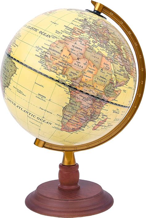 Exerz 20cm Antique Globe With A Wood Base World Globe Rotating