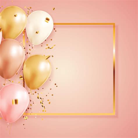 Happy Birthday Congratulations Banner Design With Confetti And Balloons