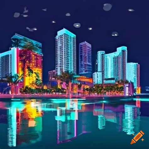 Night View Of Miami S Ocean Drive On Craiyon