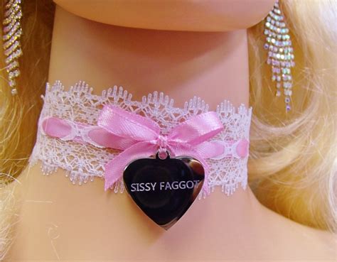 any size choker pink lace plus cum slut ddlg heart silver bdsm sissy ebay