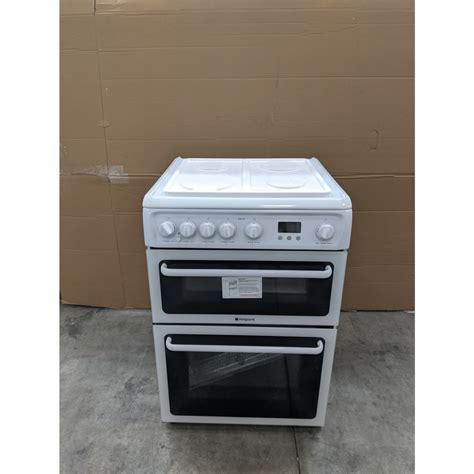 Grade A3 Hotpoint Hag60p 60cm Double Oven Gas Cooker White 77733000
