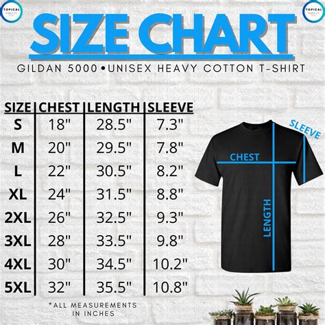 Hq Gildan Size Chart Gildan Unisex Heavy Cotton Etsy