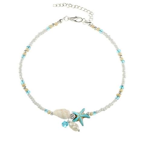 Bohemian Imitation Pearls Starfish Anklets Ankle Bracelets Beaded