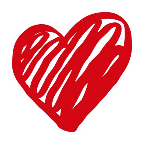 Vector Hand Drawn Valentines Red Heart Isolated On White Background