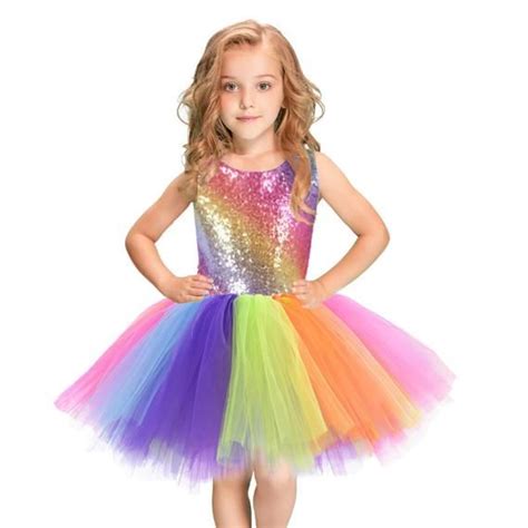Girls Rainbow Sequins Tutu Dress Multicoloured Kidss Etsy Girls