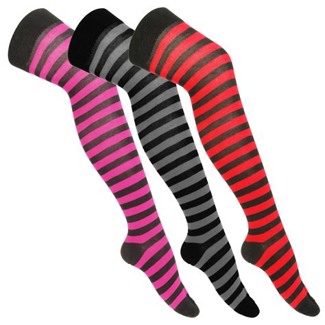 Womensladies Striped Knee High Socks Pack Of 3 Walmart Canada