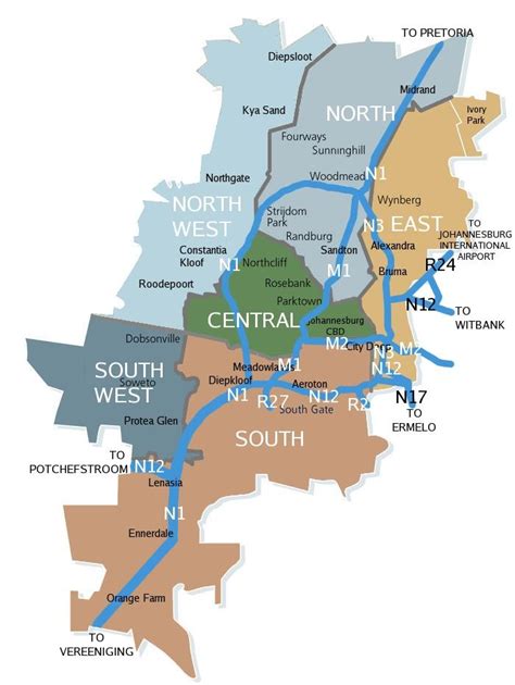 Plan Et Carte Des Quartiers De Johannesburg Joburg Jozi Districts