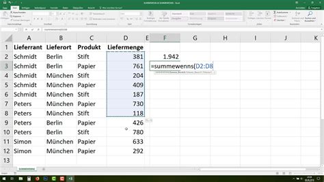 Excel Summewenn Und Summewenns Funktion Bilden Mehrere Kriterien