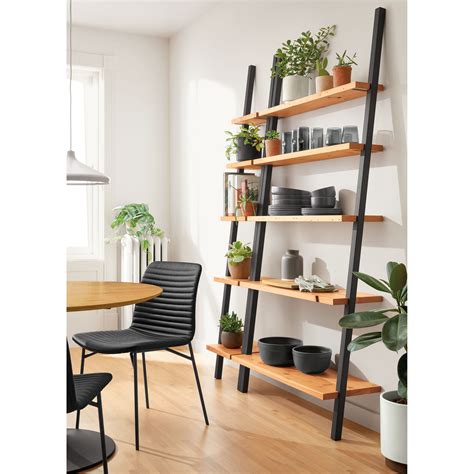 Gallery Leaning Shelves In Reclaimed Wood Modern Bookcases And Shelving Modern Living Room