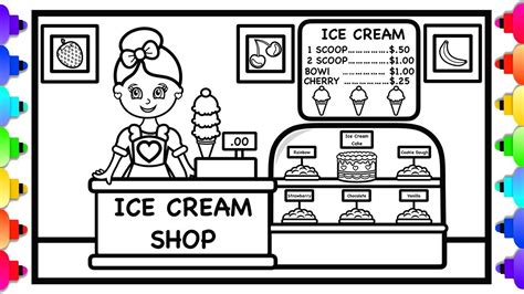 Ice Cream Shop Coloring Page