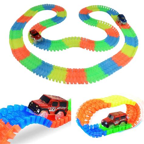 New Glowing Racing Set For Kids 1pc Led Car 165pcs220pcs Toy Race