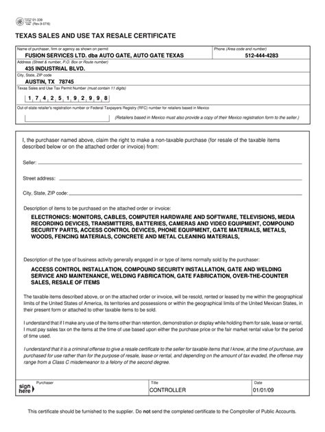 Instead, you need to understand and apply for rural homestead status or an appraisal method that allows you to save on taxes if you qualify. Fillable Online Texas sales and use tax resale certificate ...