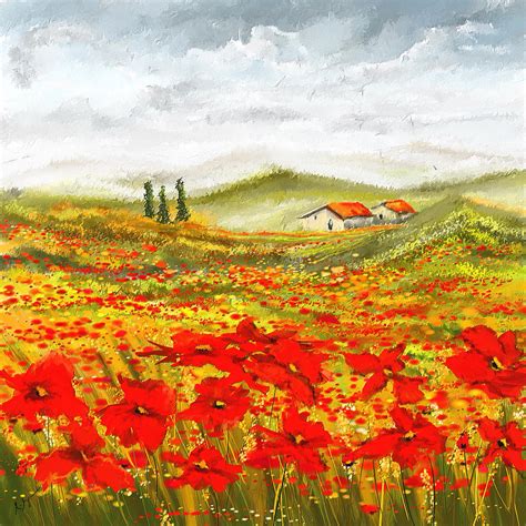 Field Of Dreams Poppy Field Paintings Painting By Lourry Legarde Pixels
