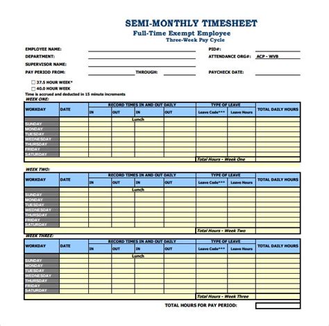 Monthly Timesheet Template Excel Database