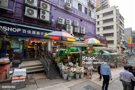 Pasar Jalanan Di Gage Street Central Hong Kong Foto Stok Unduh Gambar