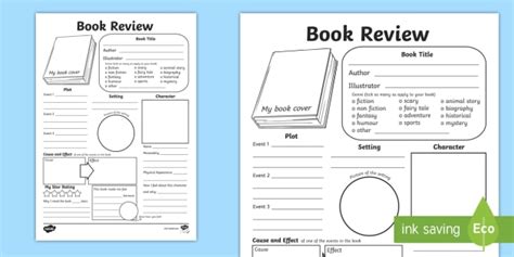 Writing A Book Review Template Ks1 - Help a Child Write a Book Review