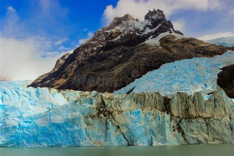 Huge Wall Of Glacial Ice In Patagonia From The Andes Mountain Range