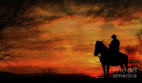 Sunset Cowboy Digital Art By Randy Steele
