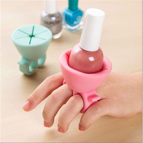 Premium Nail Polish Manicure Bottle Silicone Holder Ring Stand Wearable