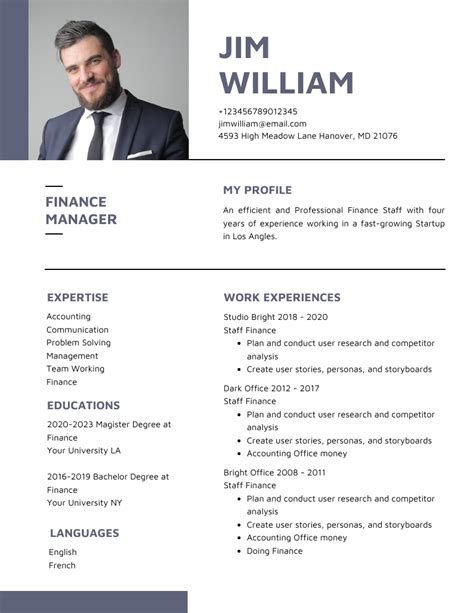 Blue Pastel Minimalist Professional Finance Resume