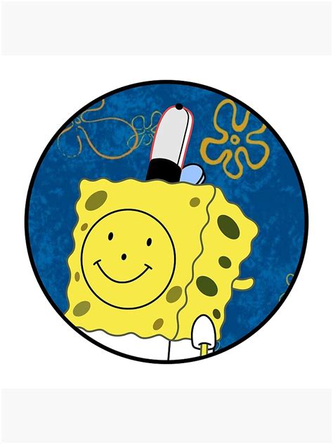 Spongebob Smiley Face Sticker Art Print By Insamity Redbubble
