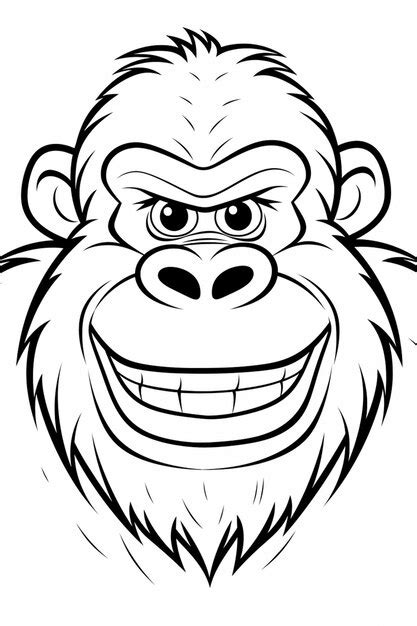 Premium Ai Image A Cartoon Gorilla Face With A Big Smile On A White