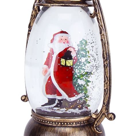 Christmas Snow Globe Led Lighted Lantern Battery Operated Swirling