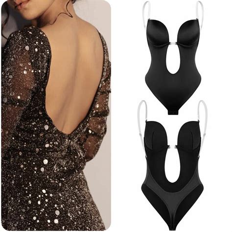 Women U Plunge Backless Convertible Invisible Full Body Bra Thong Body Shaper Uk Ebay