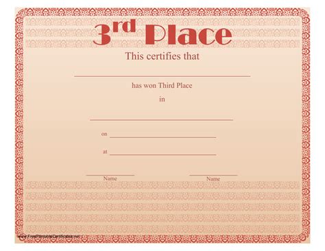 3rd Place Certificate Template Download Printable Pdf Templateroller