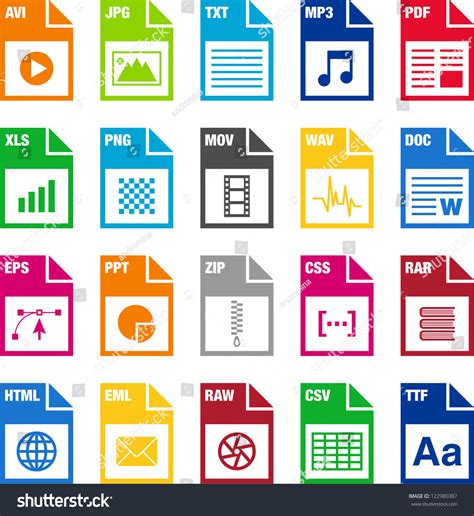 Ready to be used in web design, mobile apps and presentations. File Types Icons Stock Vector 122980387 - Shutterstock